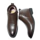 Comfy Men Casual Business PU Leather Fur Lining Side Zipper Pointed Toe Ankle Boots