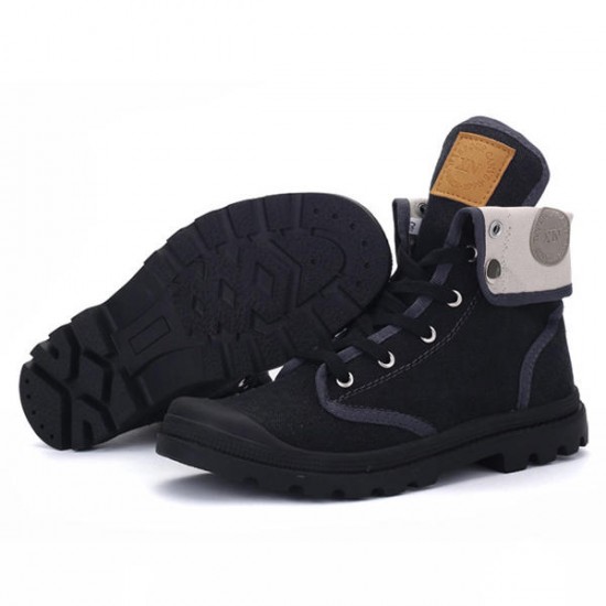 Lace Up Warm Wool Lining Round Toe Soft Sole Short Boots For Men