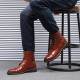 Men Brogue Classic Cowboy Lace Up Mid-calf Boots