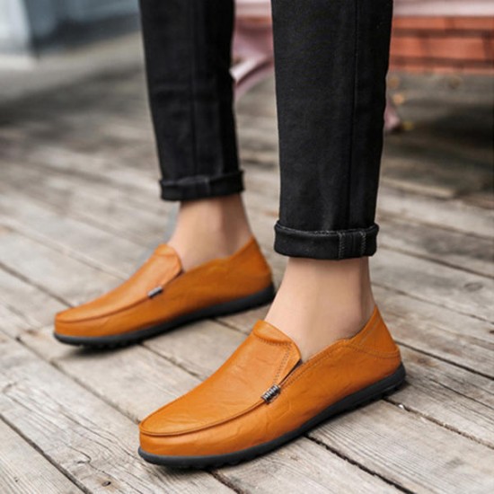Big Size Leather Comfortable Driving Loafers Flats