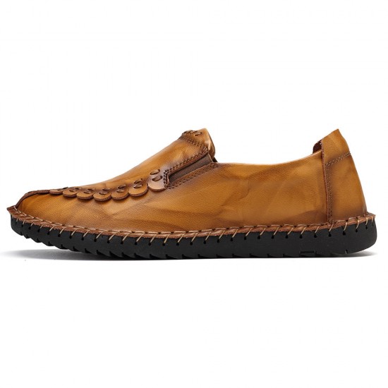 Big Size Men Hand Stitching Leather Flats