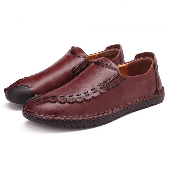 Big Size Men Hand Stitching Leather Flats