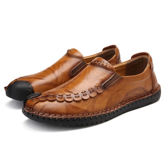 Big Size Men Hand Stitching Leather Flats