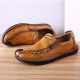 Big Size Men Hand Stitching Leather Flats