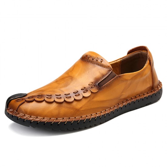 Big Size Men Hand Stitching Leather Flats