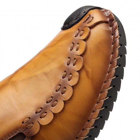 Big Size Men Hand Stitching Leather Flats