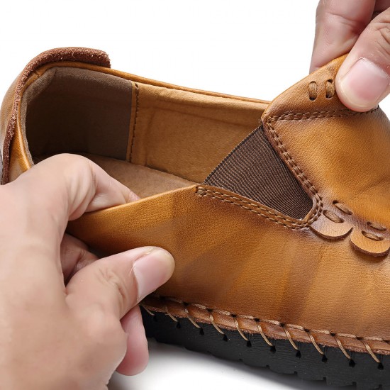 Big Size Men Hand Stitching Leather Flats