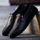 Breathable Men Slip-on Size Zipper Leather Flats