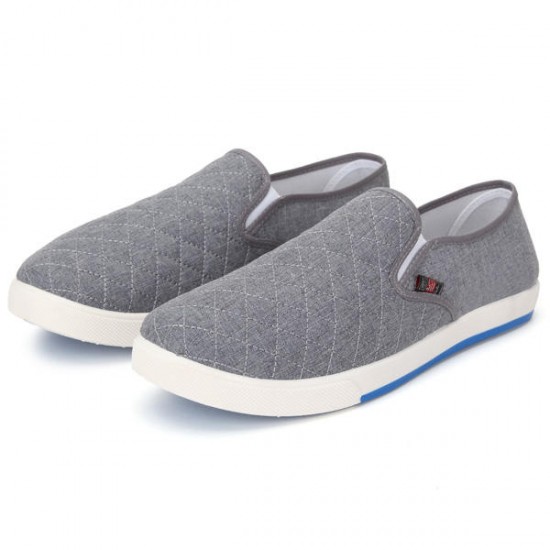 Canvas Breathable Slip On Loafers Casual Men Solid Cotton Shoes Driving Shoes