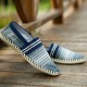 Casual Slip On Linen Cloth Breathable Soft Sole Flat Shoes Stripe Driving Shoes