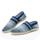 Casual Slip On Linen Cloth Breathable Soft Sole Flat Shoes Stripe Driving Shoes