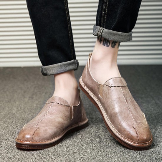 Comfy Men Casual Soft Sole Genuine Leather Flats Loafers