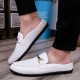 Men Casual Outdoor Leather Slippers Low Top Slip On Loafers