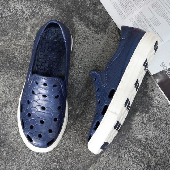 Men Hole Casual Soft PU Loafer Slip On Flat Shoes
