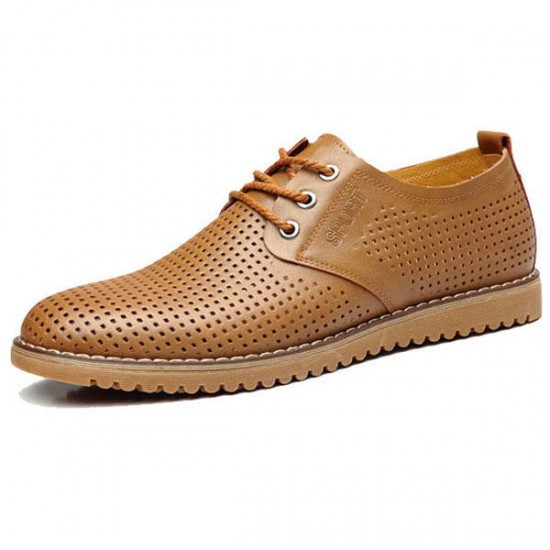 Big Size Men Breathable Casual Hollow Out Leather Oxfords Shoes