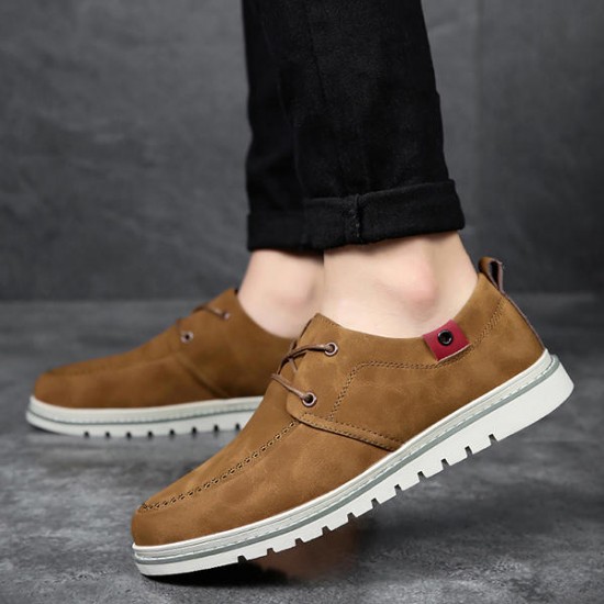Comfy Men Soft Suede Leather Casual Oxfords Lace Up Shoes