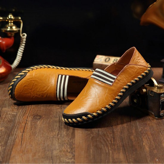 Genuine Leather Men Soft Slip On Loafers Casual Shoes