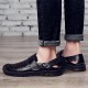 Men Breathable Hollow Outs Genuine Leather Hook Loop Oxfords Casual Shoes