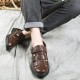 Men Casual Business Hook Loop Genuine Leather Oxfords Hollow Outs Shoes