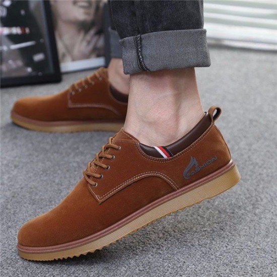 Men Suede Shoes Lace Up Round Toe Casual Outdoor Fashion Oxfords