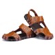 Comfy Men Casual Buckle Stitching Hollow Outs Leather Sandals Shoes