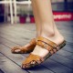 Comfy Men Casual Buckle Stitching Hollow Outs Leather Sandals Shoes