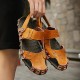 Comfy Men Casual Buckle Stitching Hollow Outs Leather Sandals Shoes