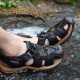 Genuine Leather Beach Sandals Outdoor Round Toe Flat Shoes