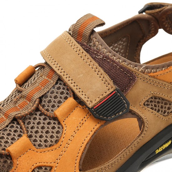 Genuine Leather Breathable Mesh Hollow Outdoor Hiking Sandals