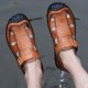 Hand Stitching Lifted Toe Hook Genuine Leather Sandals