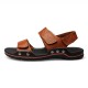 Large Size Men Comfy Breathable Genuine Leather Hook Loop Sandals Shoes