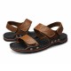 Large Size Men Comfy Breathable Genuine Leather Hook Loop Sandals Shoes