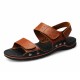 Large Size Men Comfy Breathable Genuine Leather Hook Loop Sandals Shoes