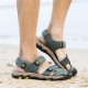 Large Size Men Comfy Genuine Leather Breathable Hook Loop Sandals Shoes