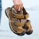 Large Size Men Comfy Genuine Leather Breathable Hook Loop Sandals Shoes