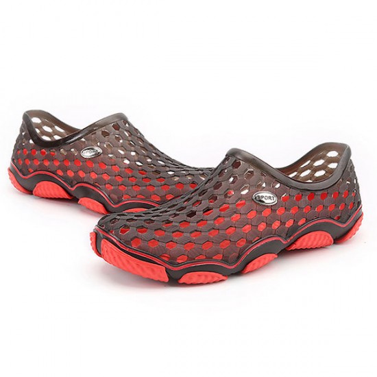 Men Beach Sandals Flat Outdoor Slip On Hollow Out Shoes