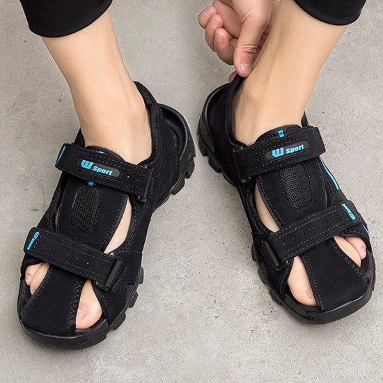 Men Breathable Anti Collision Toe Adjustable Hook Loop Sandals