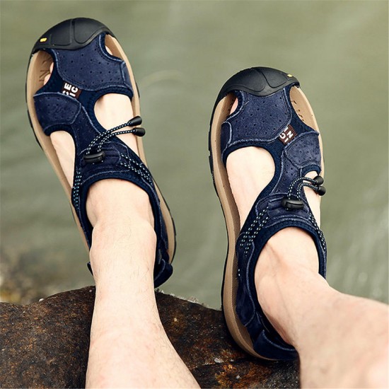 Men Breathable Comfy Wear Resistance Outsole Outdoor Sandals Hook Loop Shoes