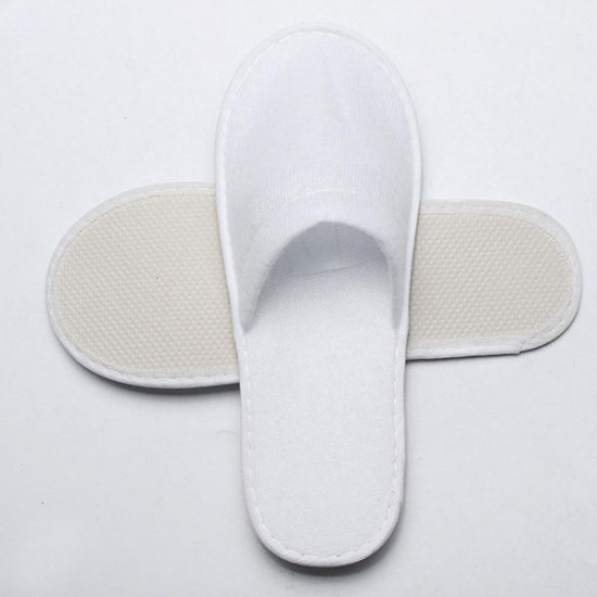 1Pair Closed Toe White Disposable Hotel Slippers SPA Slippers