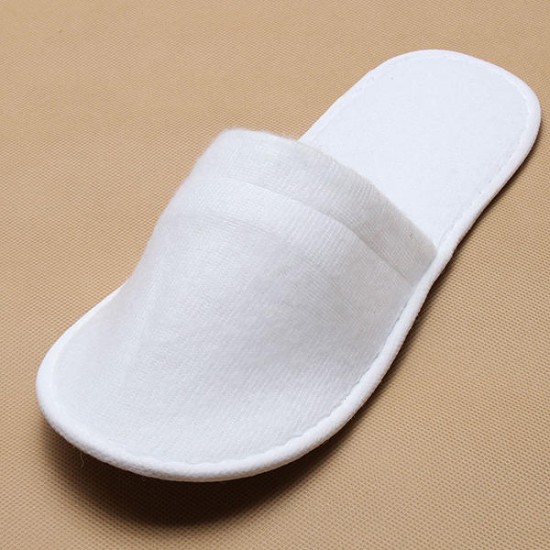 1Pair Closed Toe White Disposable Hotel Slippers SPA Slippers