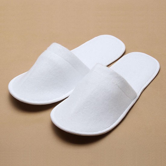 1Pair Closed Toe White Disposable Hotel Slippers SPA Slippers