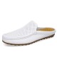 Men Breathable Cowhide Slip Resistant Soft Soles Casual Slippers