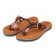Men Casual PU Leather Clip Toe Slippers Beach Shoes