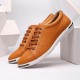 Flat Oxfords Shoes Lace Up Pure Color Round Toe For Men US Size 6.5-12
