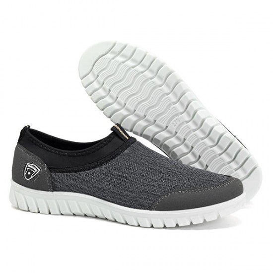 Large Size Men Comfy Soft Sole Sports Breathable Cloth Sneakers Slip On Shoes