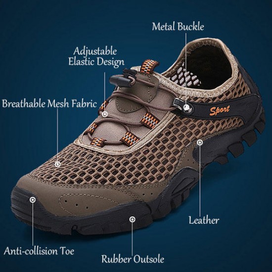 Men Anti Collision Toe Mesh Outdoor Hiking Sneakers