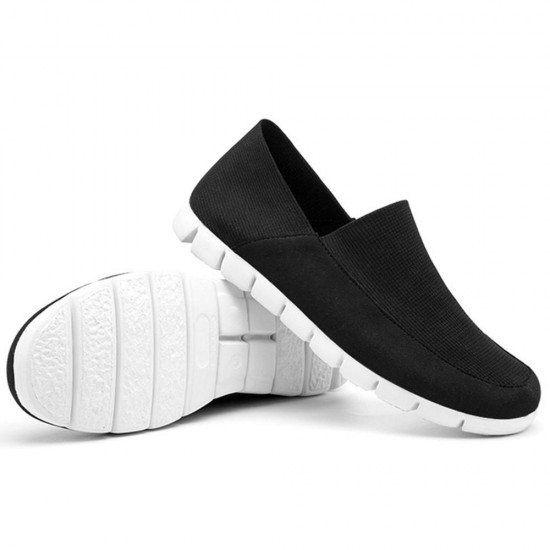 Men Breathable Mesh Cloth Slip On Flat Sneakers Lightweight Soft Sole Shoes