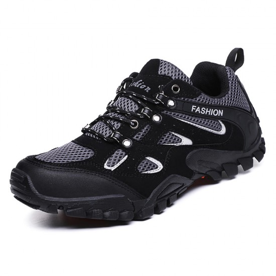 Men Breathable Mesh Outdoor Hiking Slip Resistant Lace Up Sneakers