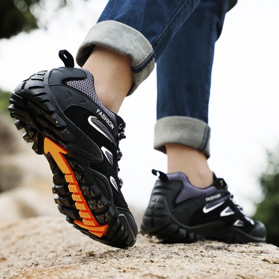 Men Breathable Mesh Outdoor Hiking Slip Resistant Lace Up Sneakers