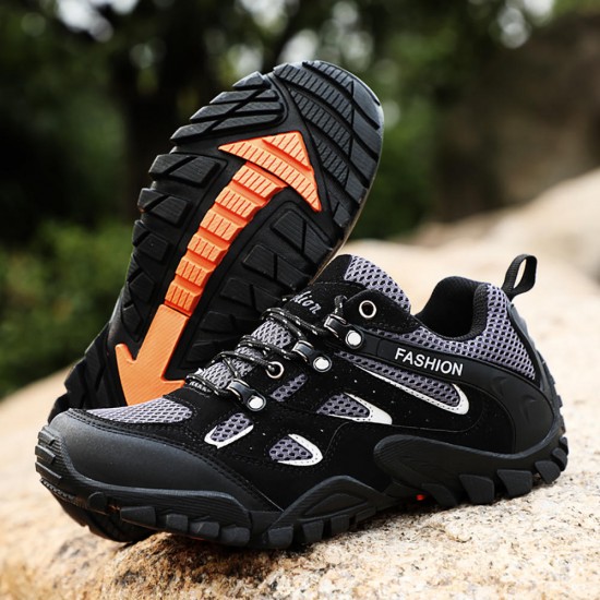 Men Breathable Mesh Outdoor Hiking Slip Resistant Lace Up Sneakers